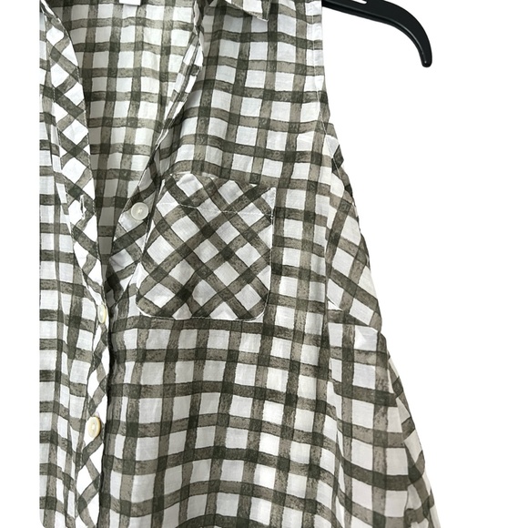 J Jill Green and White Gingham Cotton Silk Sleeveless Blouse Size XS Pe… - Picture 4 of 10